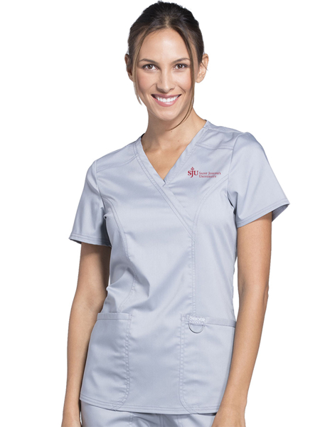 Picture of Women's Mock Wrap Solid Scrub Top