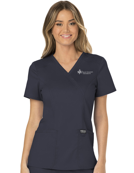 Picture of Women's Mock Wrap Solid Scrub Top